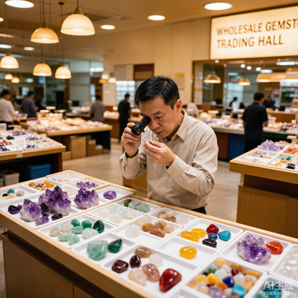 Wholesale gemstone trading hall in Ketang, China